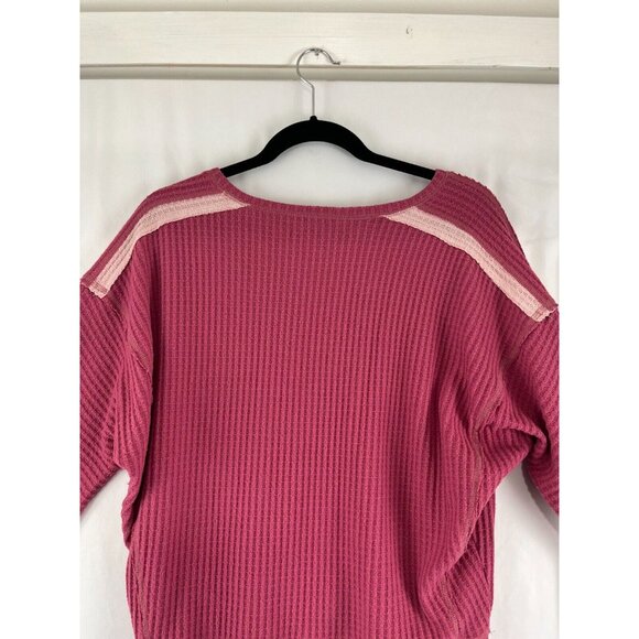 Abercrombie and Fitch Pink V-Neck Women's Cropped Waffle Top - Picture 11 of 14
